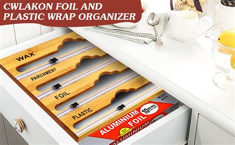 storage for foil and plastic wrap|aluminum foil plastic wrap organizer.